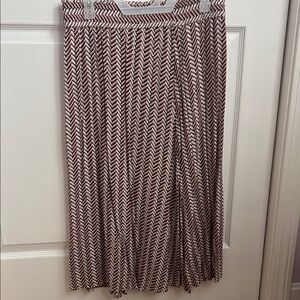 LN LOFT Burgundy and White Chevron  Midi Skirt